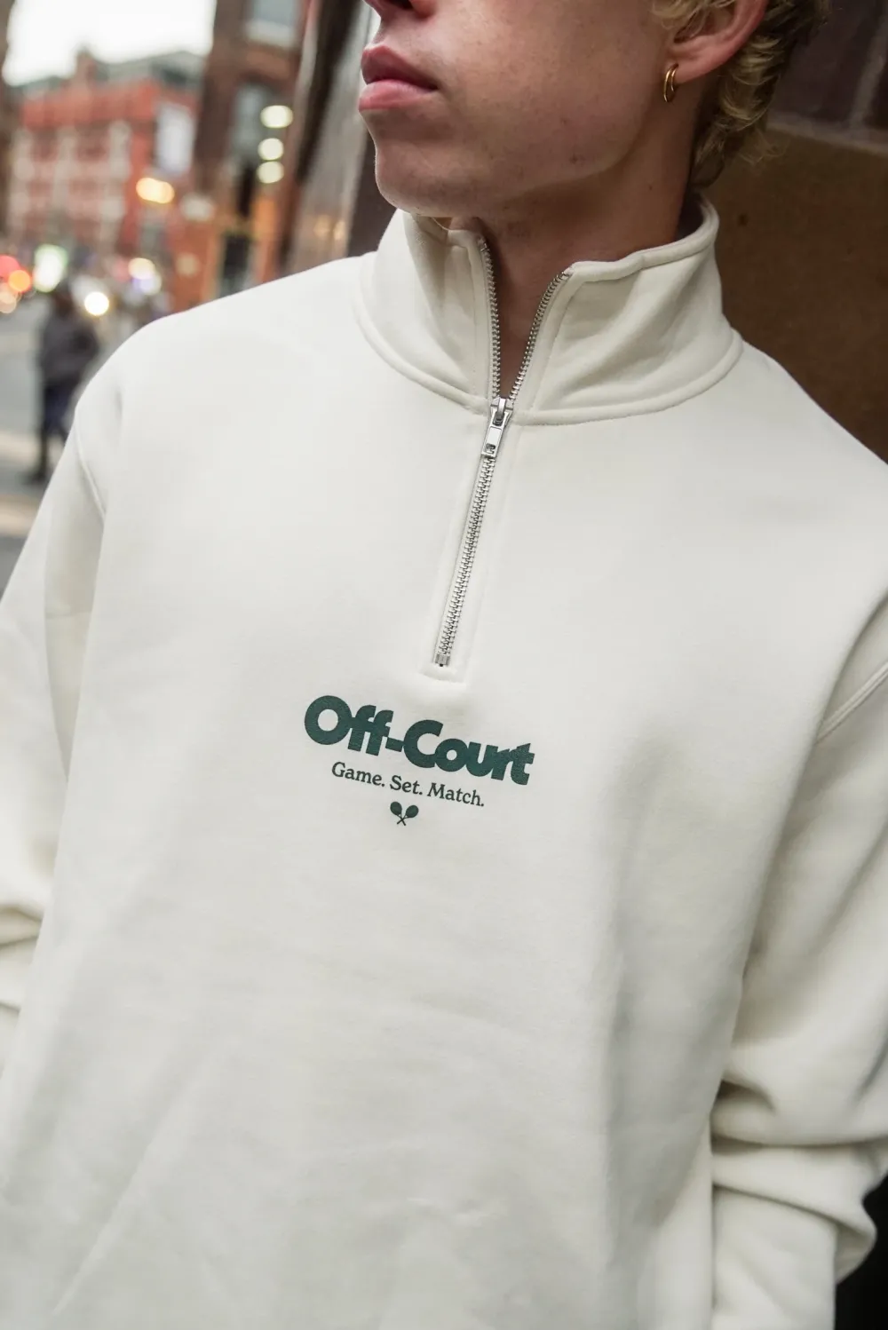 Vice 84 'Off-Court GSM' 1/4 Zip Sweater - Ecru