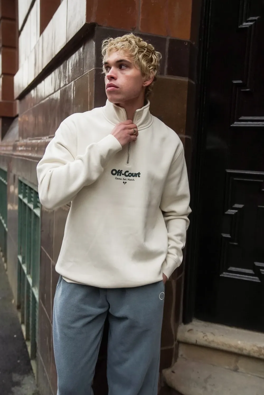 Vice 84 'Off-Court GSM' 1/4 Zip Sweater - Ecru