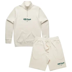 Discounted Bundles Vice 84 'Off-Court GSM' Half Zip Sweater & Shorts Set - Ecru