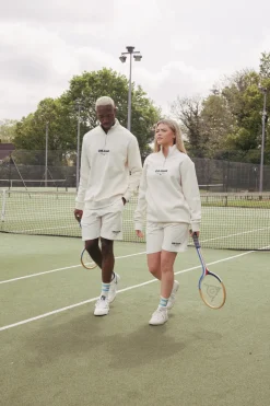 Discounted Bundles Vice 84 'Off-Court GSM' Half Zip Sweater & Shorts Set - Ecru