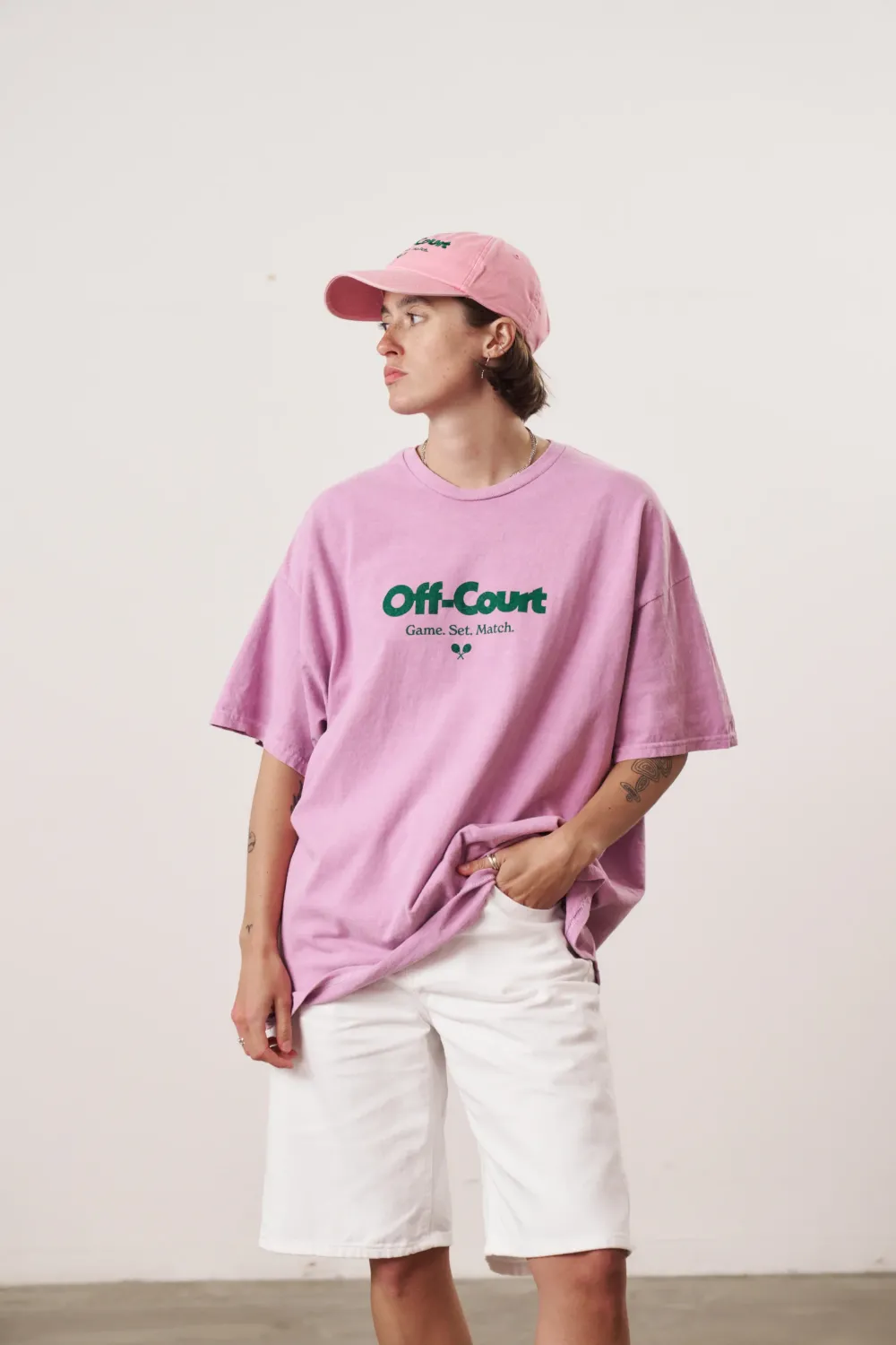 Vice 84 'Off-Court GSM' Vintage Washed Tee & Cap Bundle - Pink