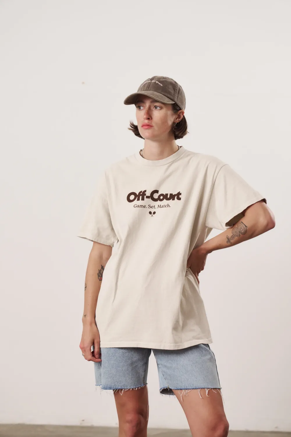 Vice 84 'Off-Court GSM' Vintage Washed Tee Twinpack - Brown/Cream