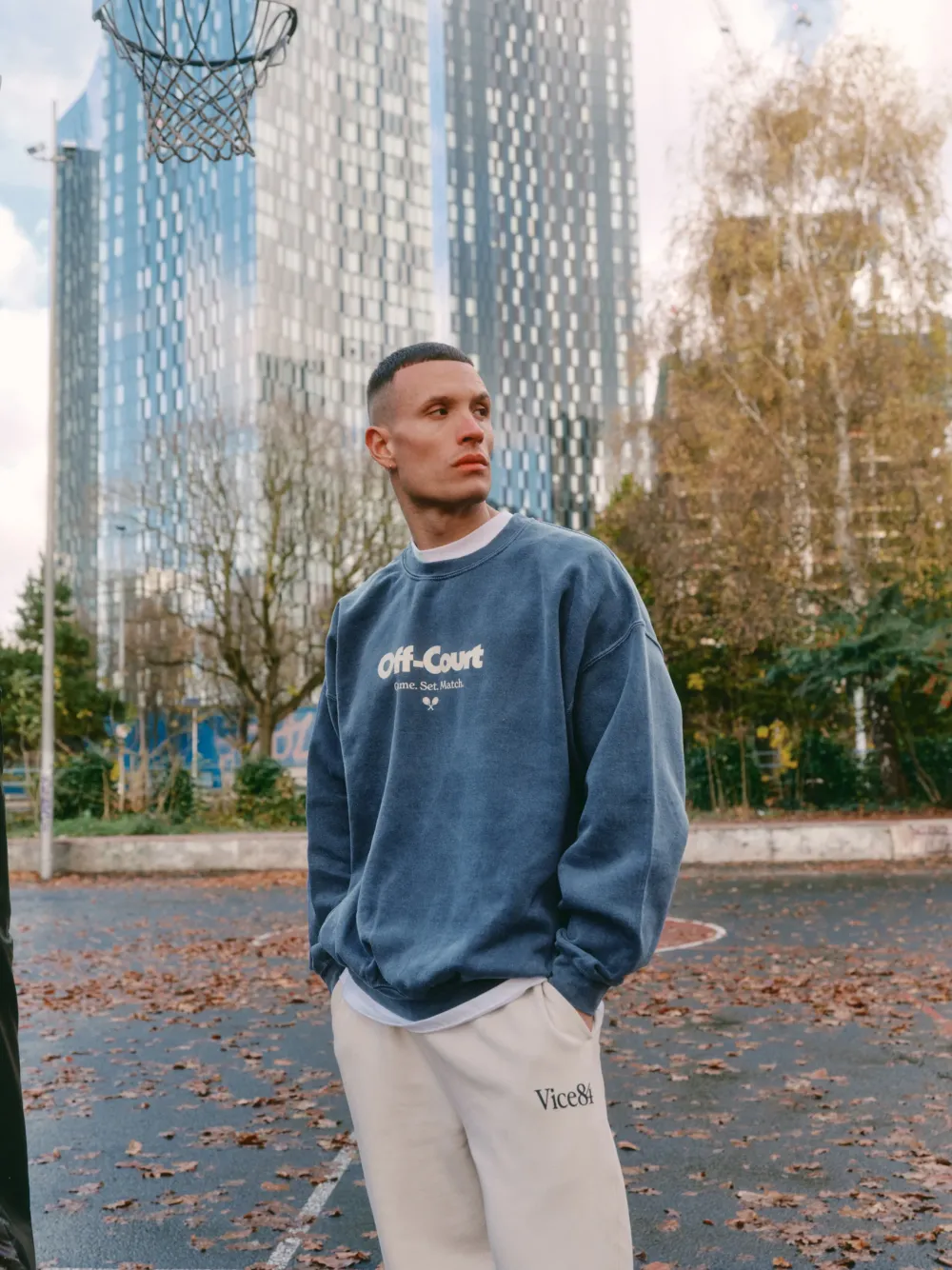 Vice 84 'Off-Court GSM' Vintage Washed Sweater - Navy