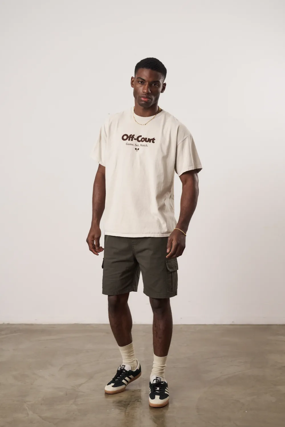 Vice 84 'Off-Court GSM' Vintage Washed Tee - Cream