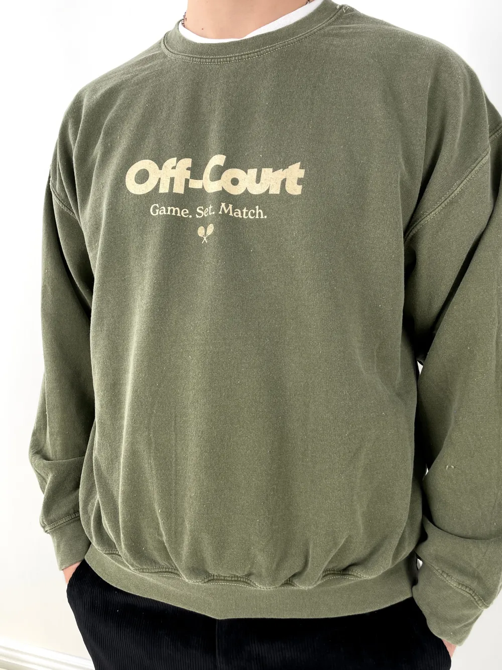 Vice 84 'Off-Court GSM' Vintage Washed Sweater - Khaki