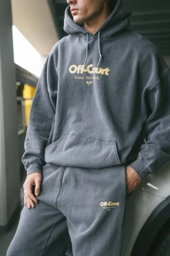Vice 84 'Off-Court GSM' Vintage Washed Hoodie - Charcoal