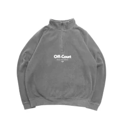 Vice 84 'Off-Court GSM' Washed 1/4 Zip Sweater - Charcoal