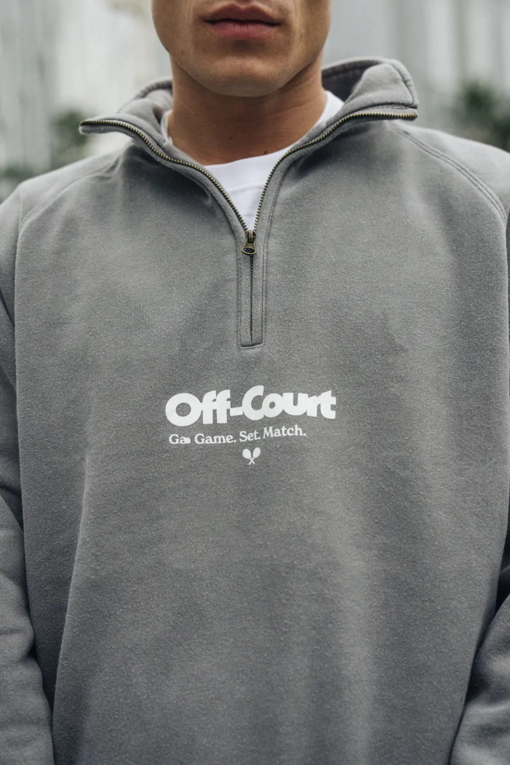 Vice 84 'Off-Court GSM' Washed 1/4 Zip Sweater - Charcoal