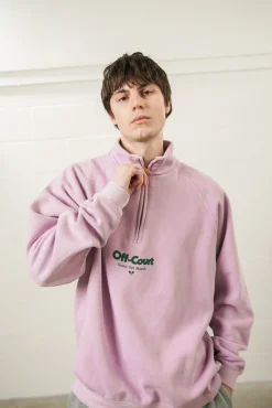 Vice 84 'Off-Court GSM' Washed 1/4 Zip Sweater - Pink