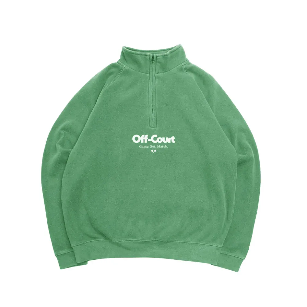 Vice 84 'Off-Court GSM' Washed 1/4 Zip Sweater - Kelly Green
