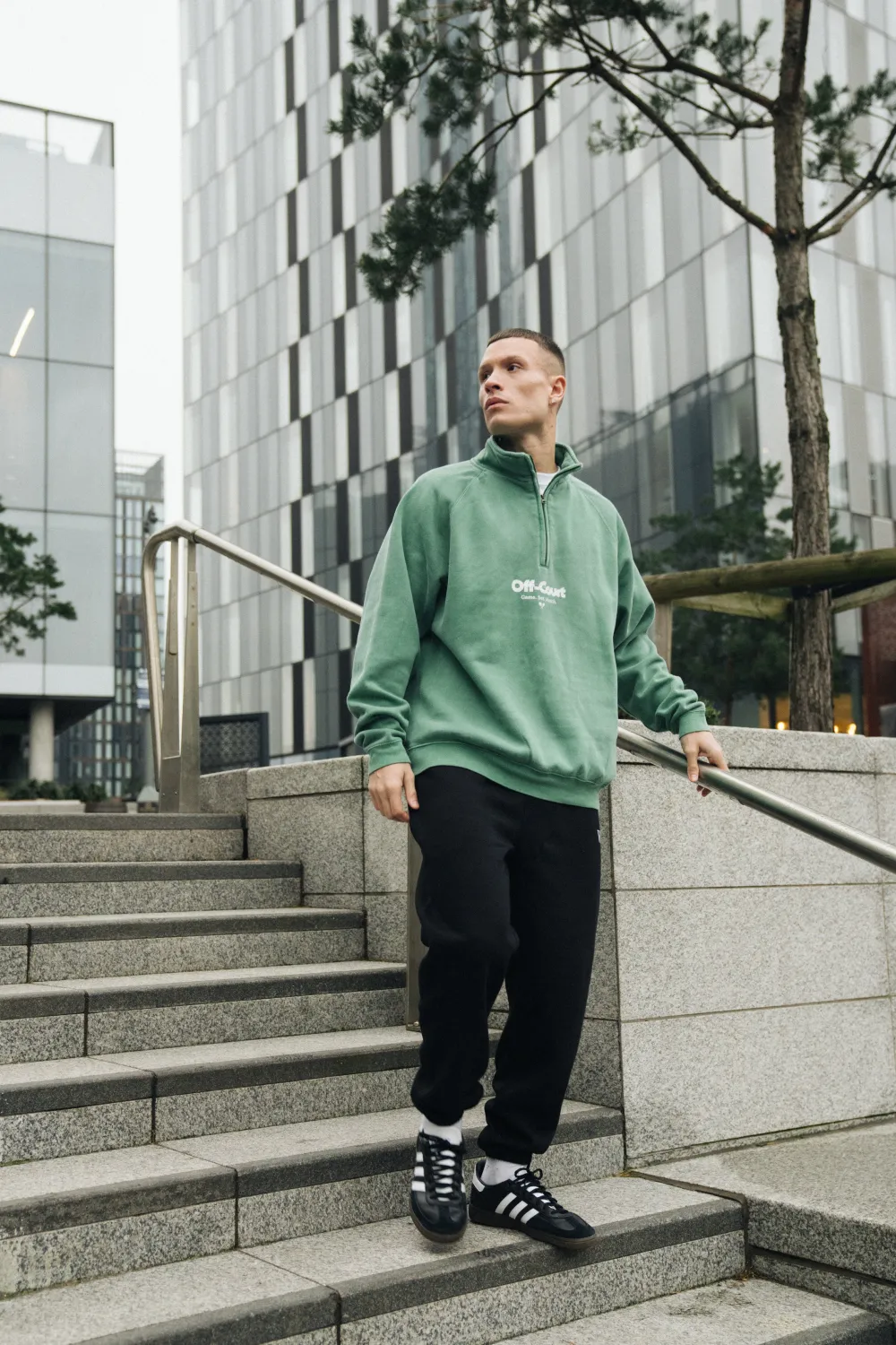 Vice 84 'Off-Court GSM' Washed 1/4 Zip Sweater - Kelly Green