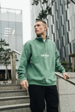 Vice 84 'Off-Court GSM' Washed 1/4 Zip Sweater - Kelly Green