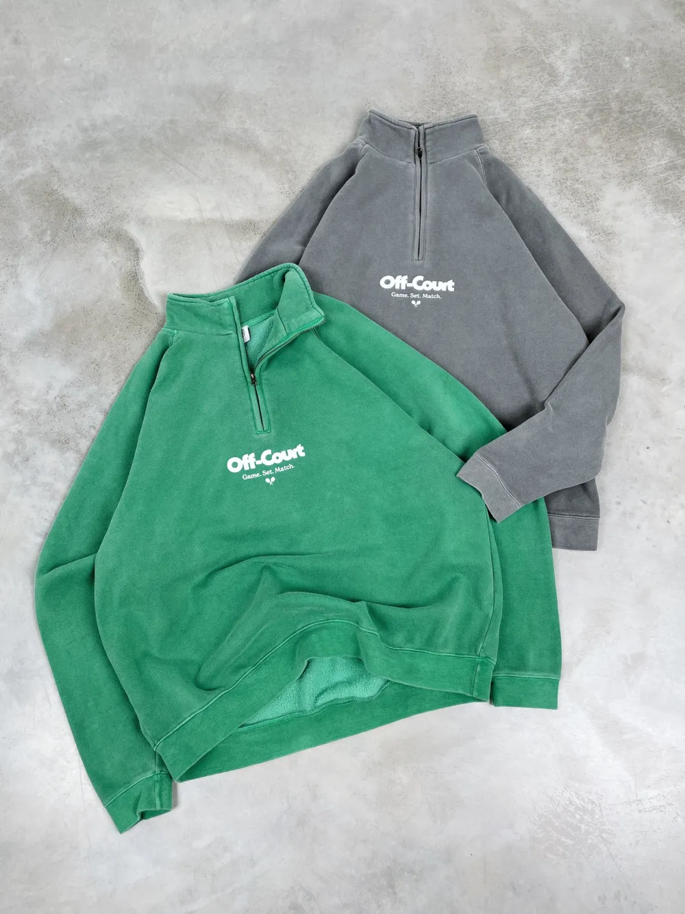 Vice 84 'Off-Court GSM' Washed 1/4 Zip Sweater - Kelly Green