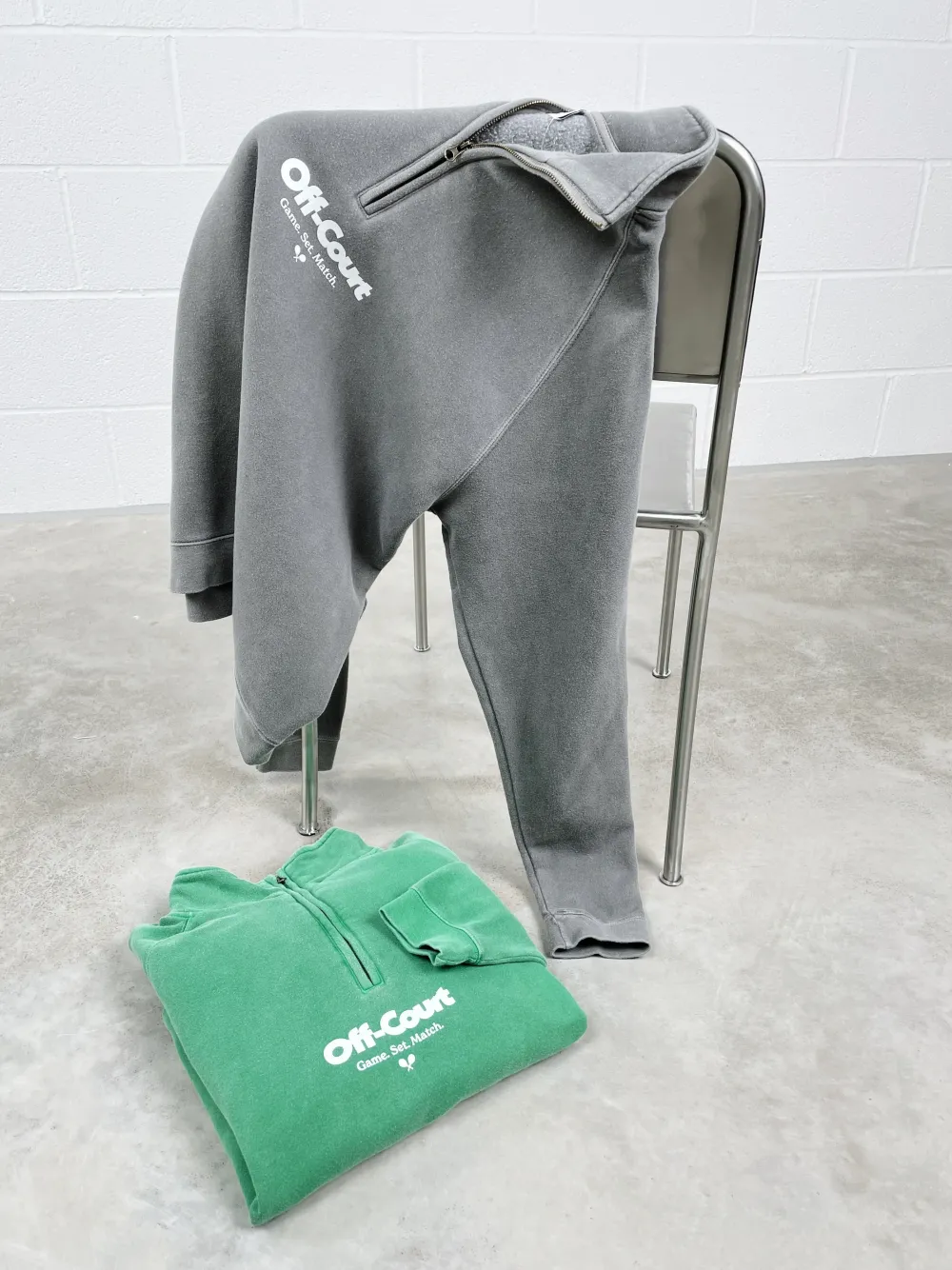 Vice 84 'Off-Court GSM' Washed 1/4 Zip Sweater - Kelly Green