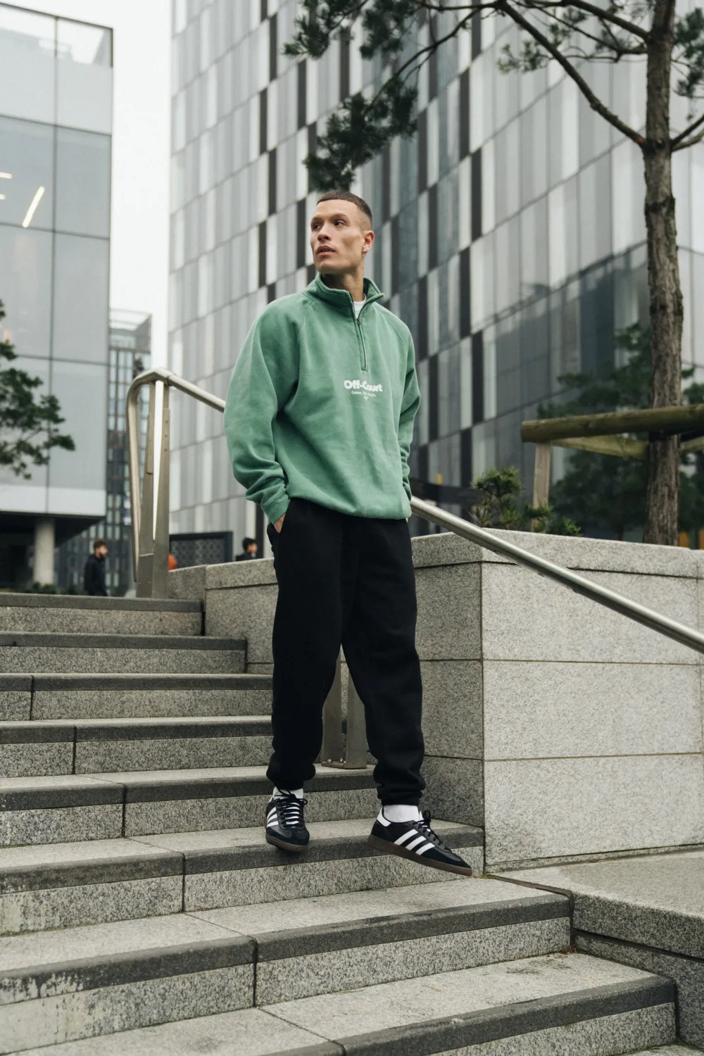 Vice 84 'Off-Court GSM' Washed 1/4 Zip Sweater - Kelly Green