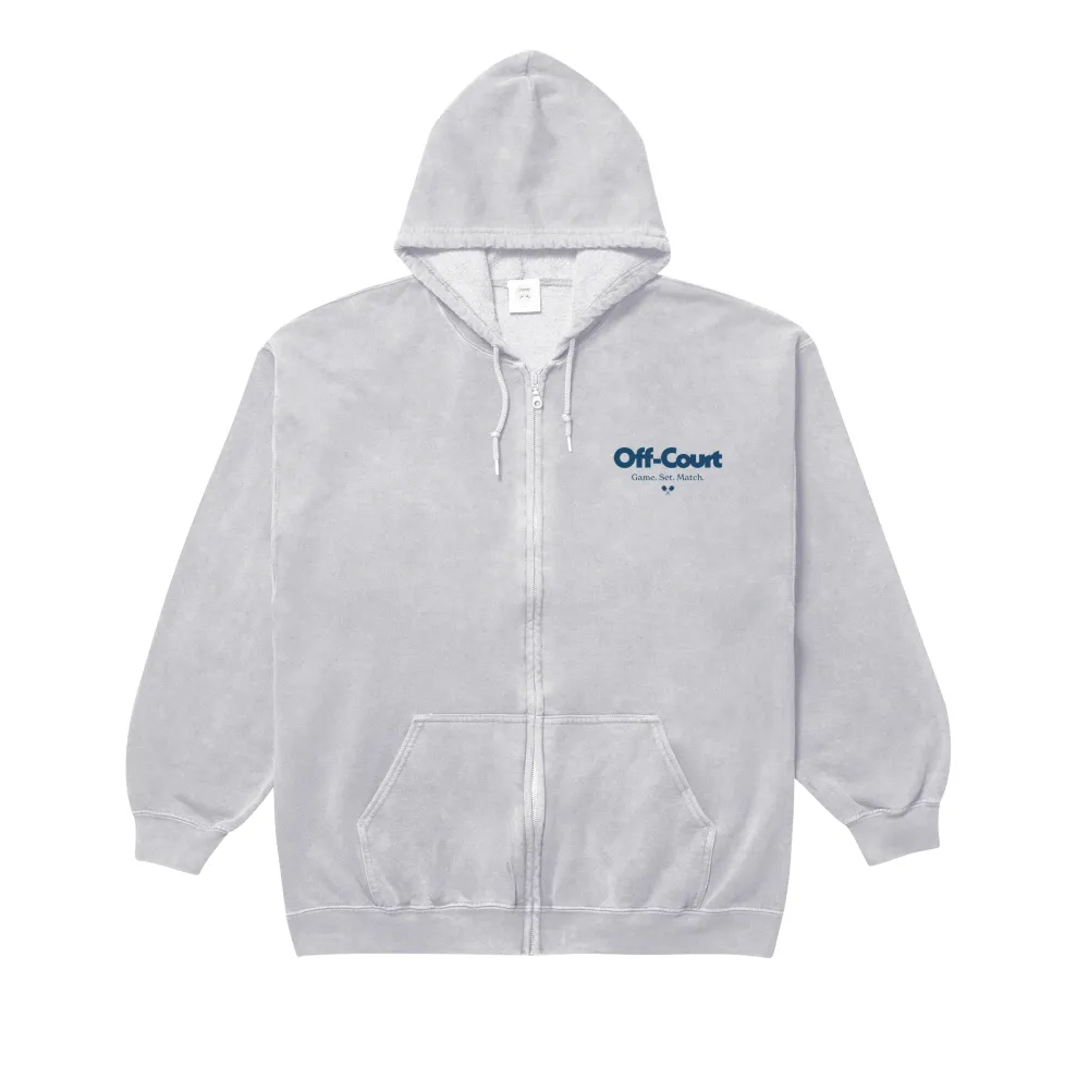 Vice 84 'Off-Court GSM' Zip Up Vintage Washed Hoodie - Grey
