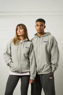 Vice 84 'Off-Court GSM' Zip Up Vintage Washed Hoodie - Grey