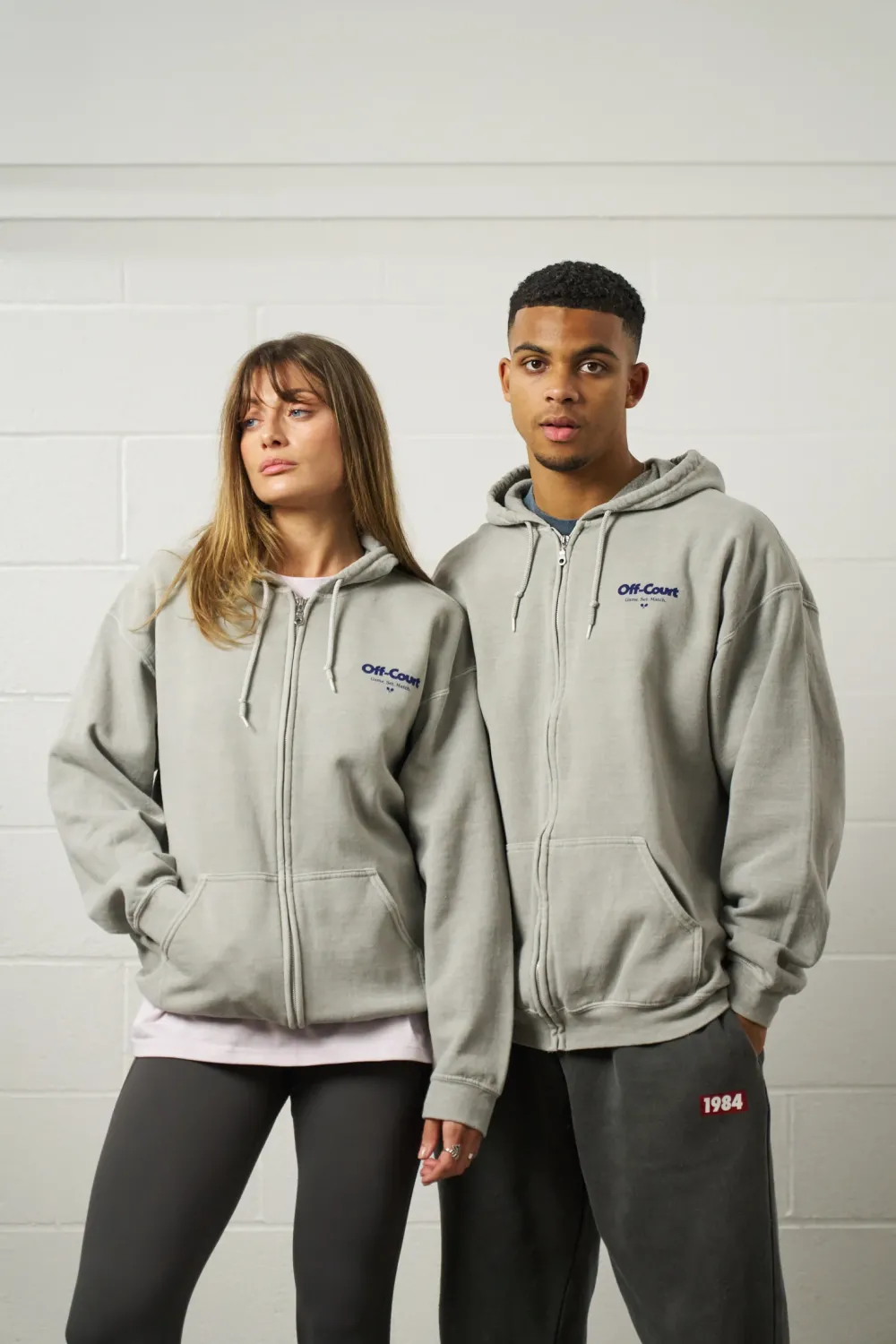 Vice 84 'Off-Court GSM' Zip Up Vintage Washed Hoodie - Grey