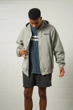 Vice 84 'Off-Court GSM' Zip Up Vintage Washed Hoodie - Grey