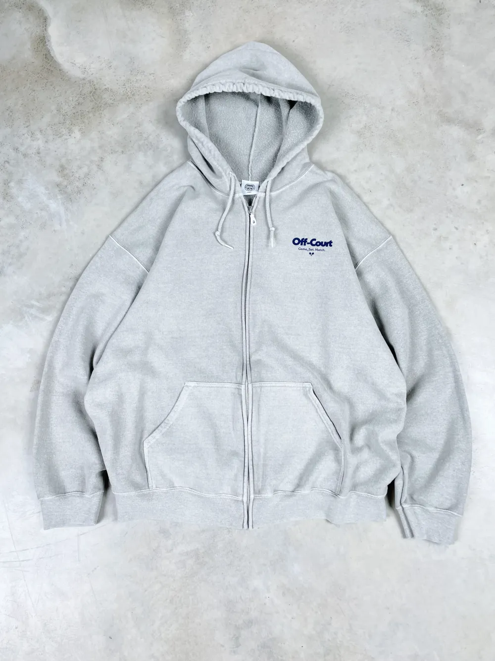 Vice 84 'Off-Court GSM' Zip Up Vintage Washed Hoodie - Grey