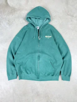 Vice 84 'Off-Court GSM' Zip Up Vintage Washed Hoodie - Forest