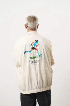 Vice 84 'Olympic Runner' Nylon Track Jacket - Ecru