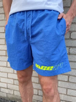 Vice 84 'Racer' Crinkle Recycled Swim Shorts - Pacific Blue