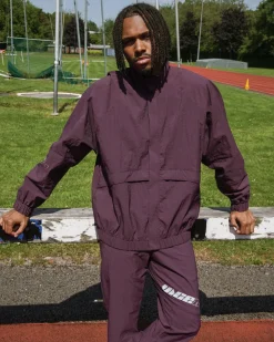 Vice 84 'Reflective Racer' Nylon Track Jacket - Burgundy