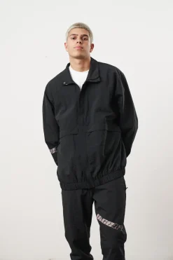 Vice 84 'Reflective Racer' Nylon Track Jacket - Black