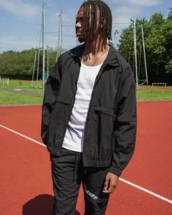 Vice 84 'Reflective Racer' Nylon Track Jacket - Black