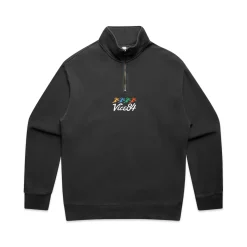 Vice 84 'Runner' Faded 1/4 Zip Sweater - Black