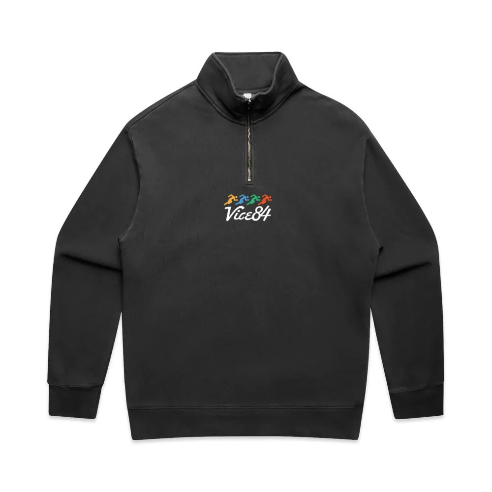 Vice 84 'Runner' Faded 1/4 Zip Sweater - Black