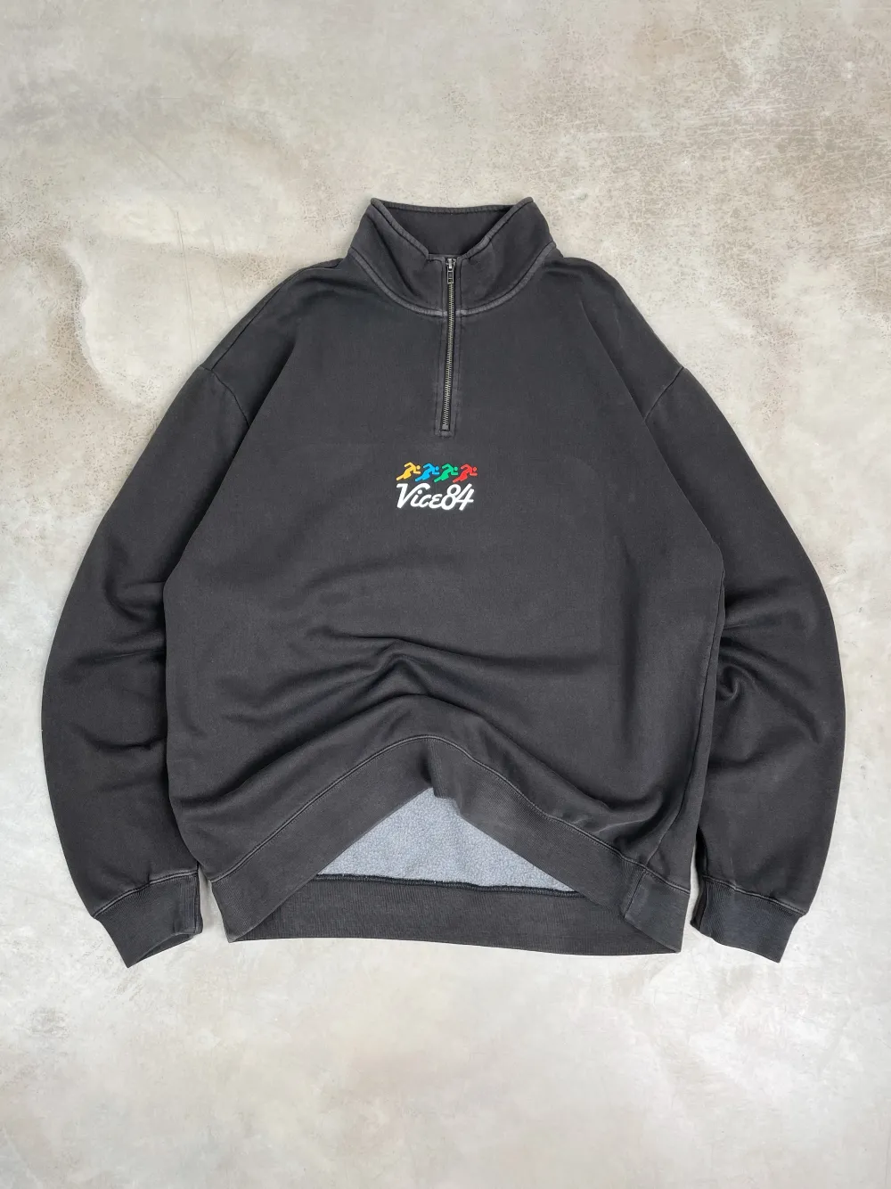 Vice 84 'Runner' Faded 1/4 Zip Sweater - Black