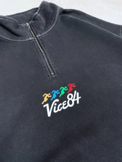 Vice 84 'Runner' Faded 1/4 Zip Sweater - Black