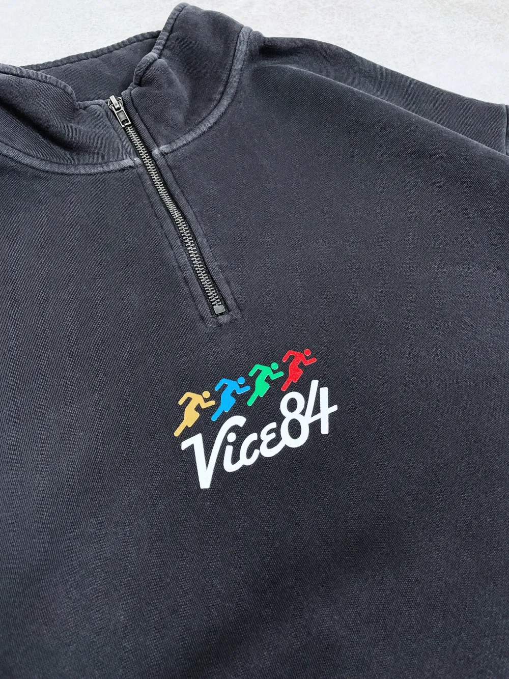 Vice 84 'Runner' Faded 1/4 Zip Sweater - Black