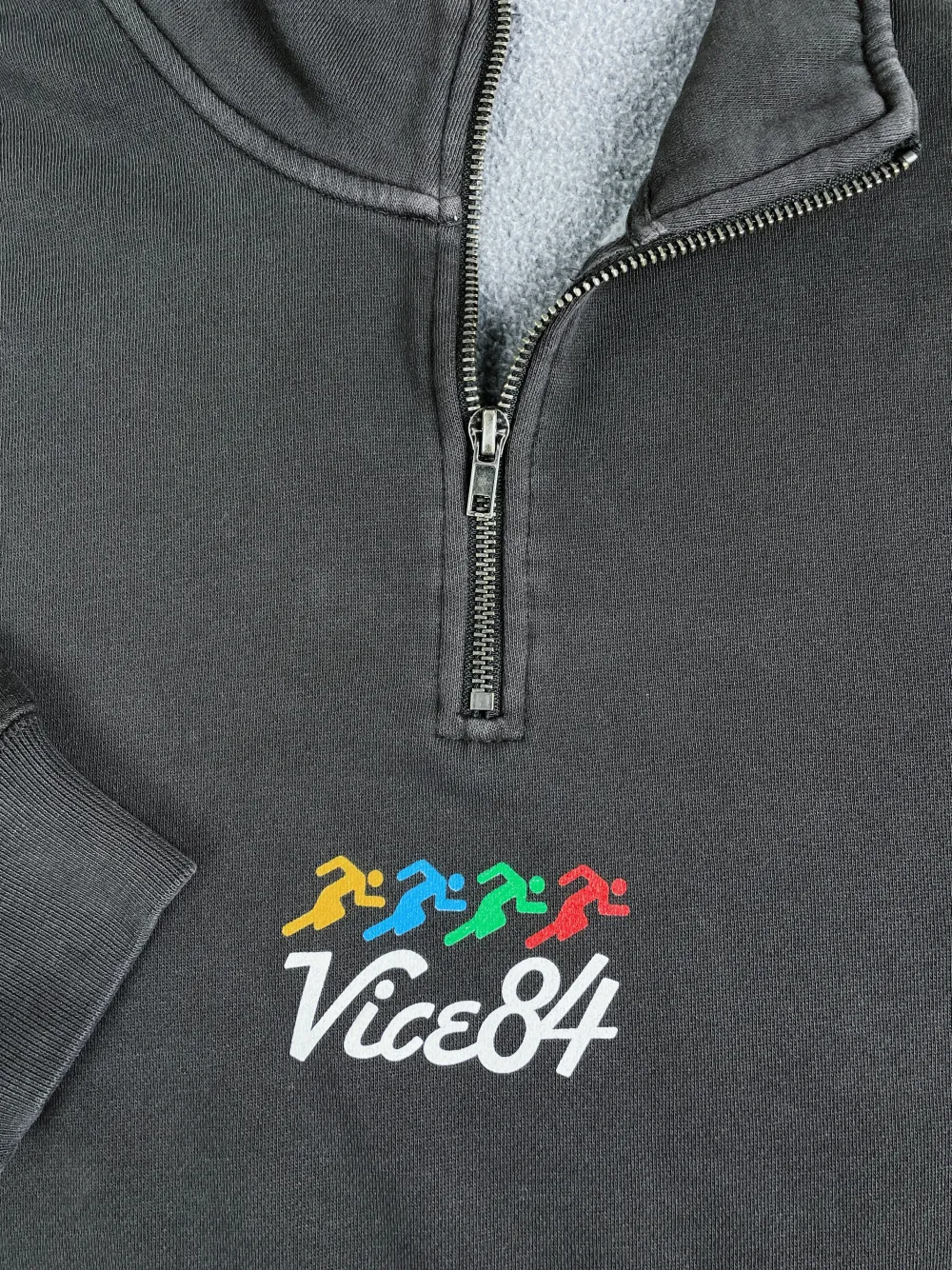 Vice 84 'Runner' Faded 1/4 Zip Sweater - Black