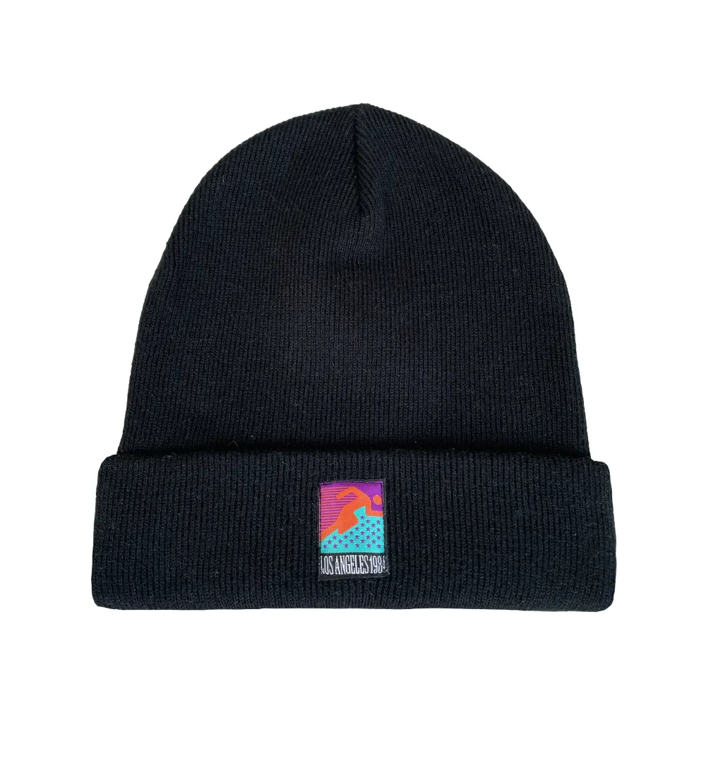 Vice 84 'Runner Patch' Cuffed Beanie - Black / Lilac / Airforce Blue / Ecru