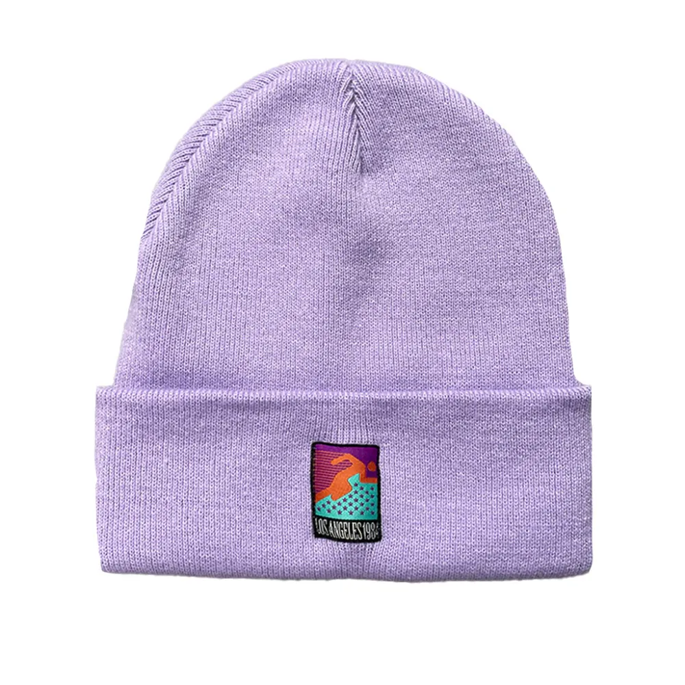 Vice 84 'Runner Patch' Cuffed Beanie - Black / Lilac / Airforce Blue / Ecru