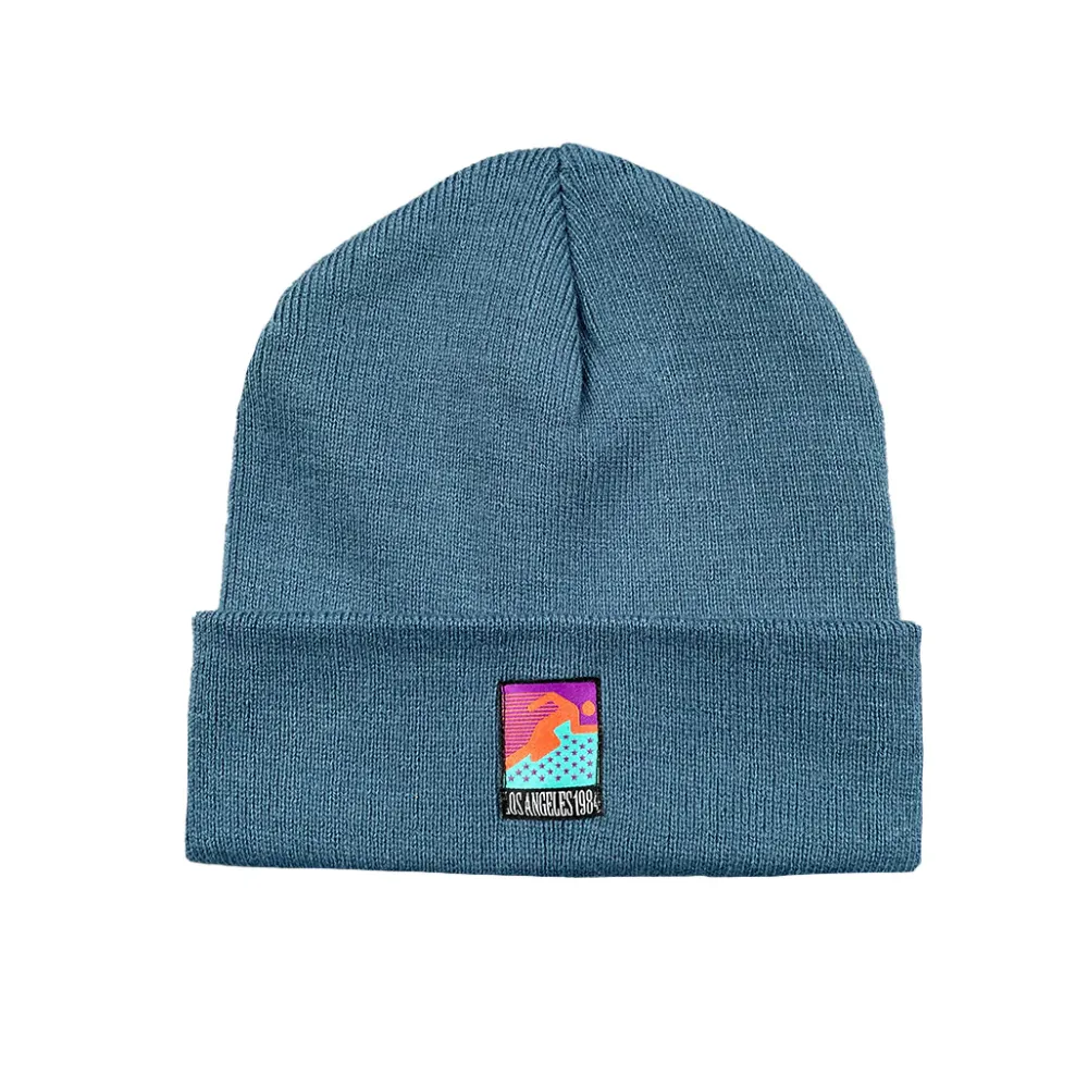 Vice 84 'Runner Patch' Cuffed Beanie - Black / Lilac / Airforce Blue / Ecru