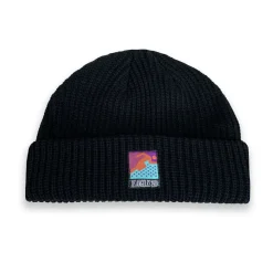 Vice 84 'Runner Patch' Ribbed Fisherman Beanie - Black / Grey / Forest / Light Blue