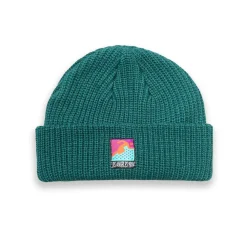 Vice 84 'Runner Patch' Ribbed Fisherman Beanie - Black / Grey / Forest / Light Blue