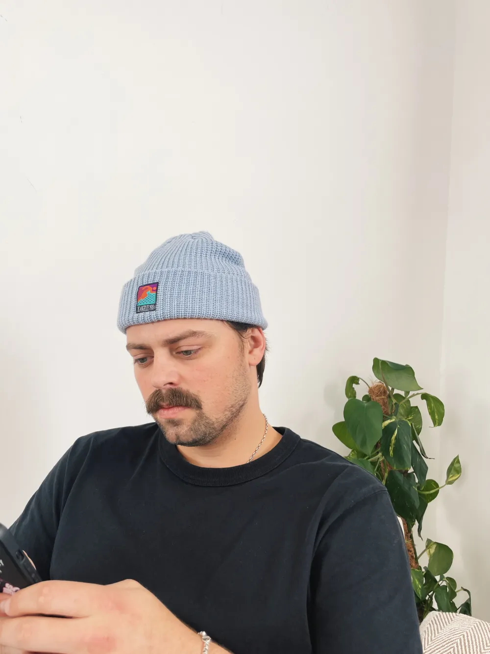 Vice 84 'Runner Patch' Ribbed Fisherman Beanie - Black / Grey / Forest / Light Blue