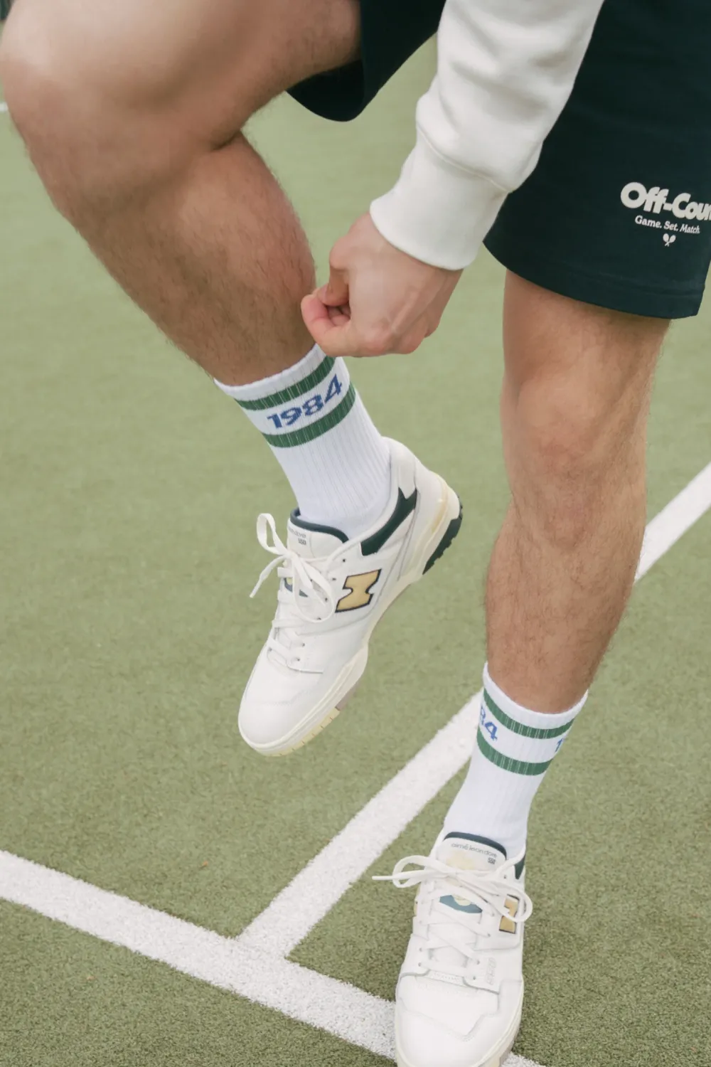 Women Vice 84 'Runner' Stripe Socks - Cream / White