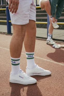 Women Vice 84 'Runner' Stripe Socks - Cream / White