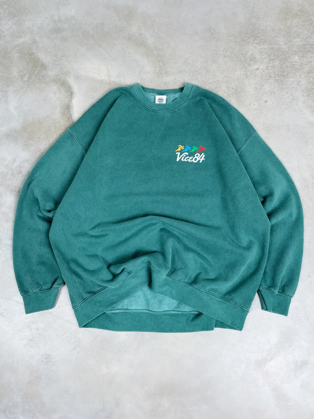 Vice 84 'Runner' Vintage Washed Sweater - Pine Green