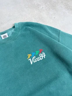 Vice 84 'Runner' Vintage Washed Sweater - Pine Green