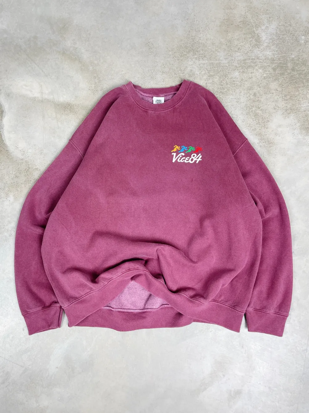 Vice 84 'Runner' Vintage Washed Sweater - Maroon