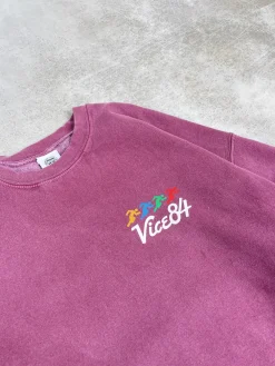 Vice 84 'Runner' Vintage Washed Sweater - Maroon