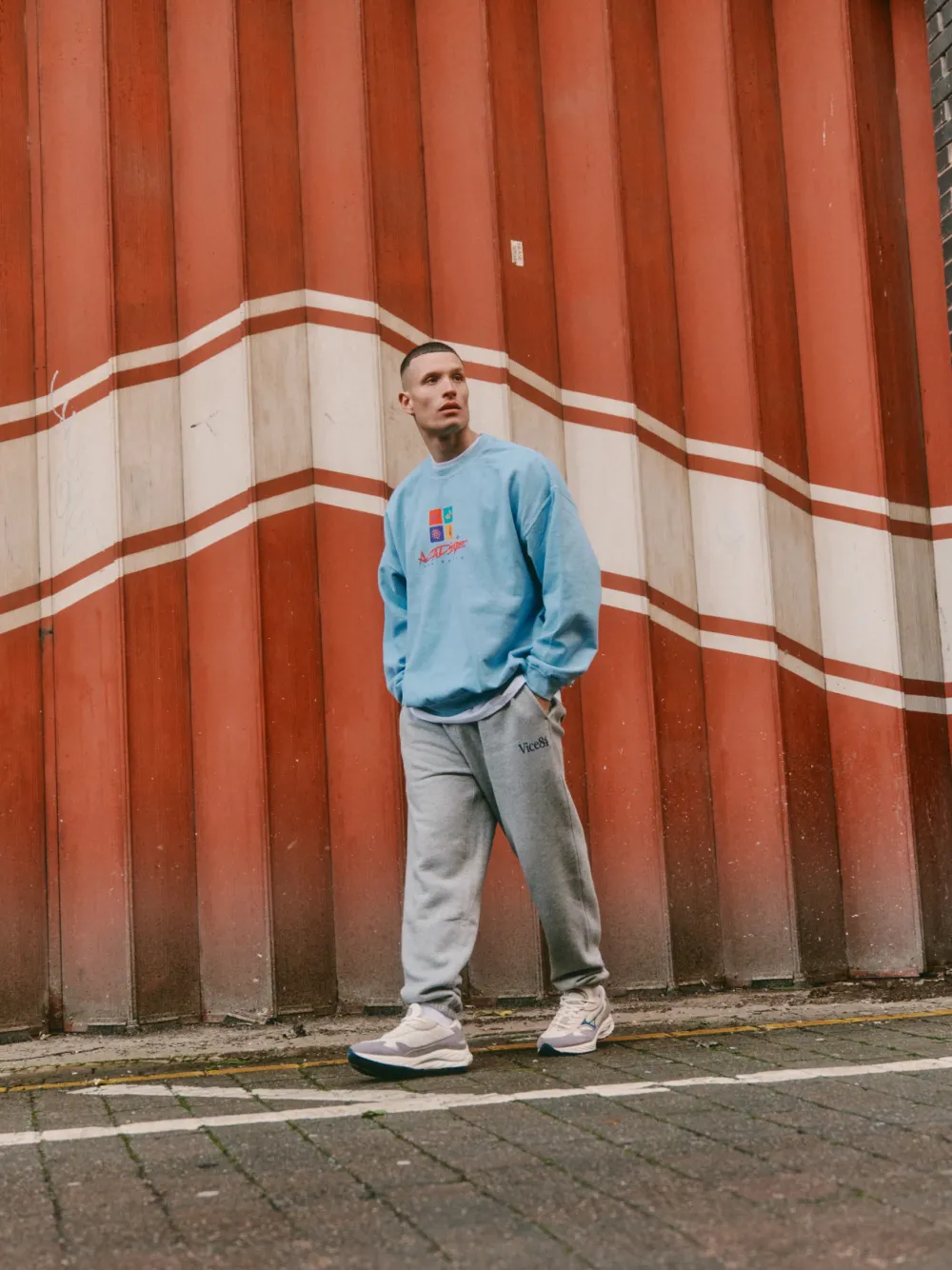 Vice 84 'Sea Shapes' Vintage Washed Sweater - Light Blue