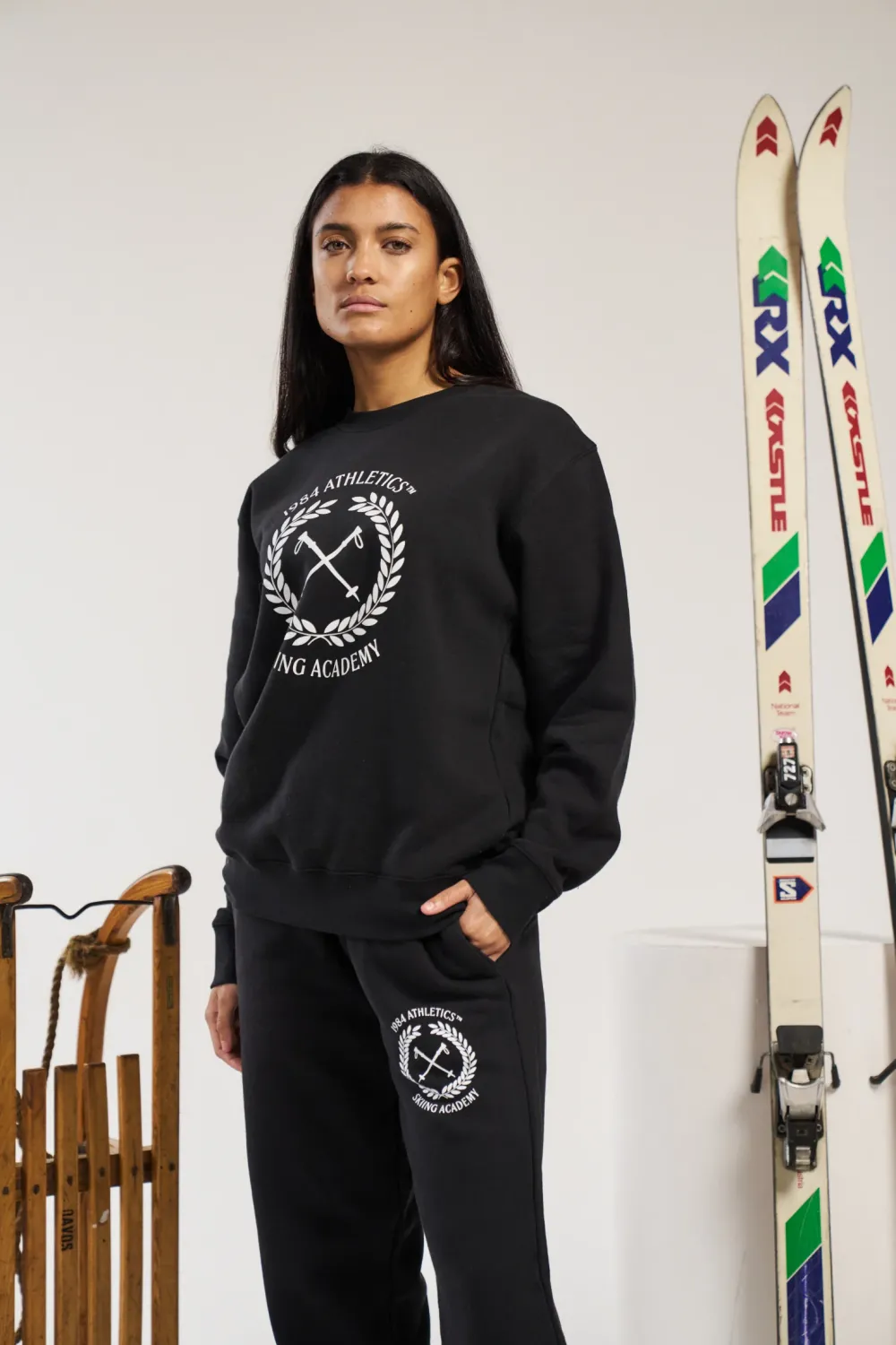 Vice 84 'Ski Academy' Crew Sweater - Black